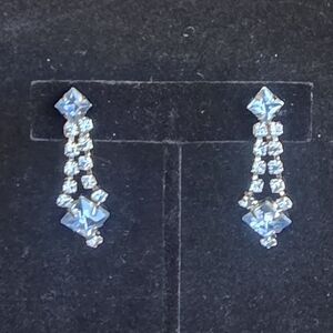 Elegant Silver and Blue Crystal Earrings